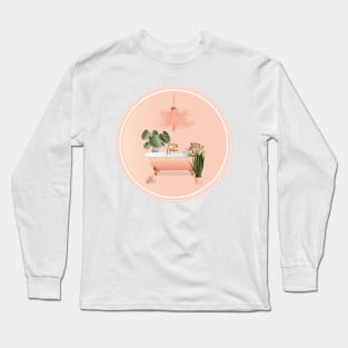 Pastel Pink & Green Bathroom | Bubble Bath Long Sleeve T-Shirt